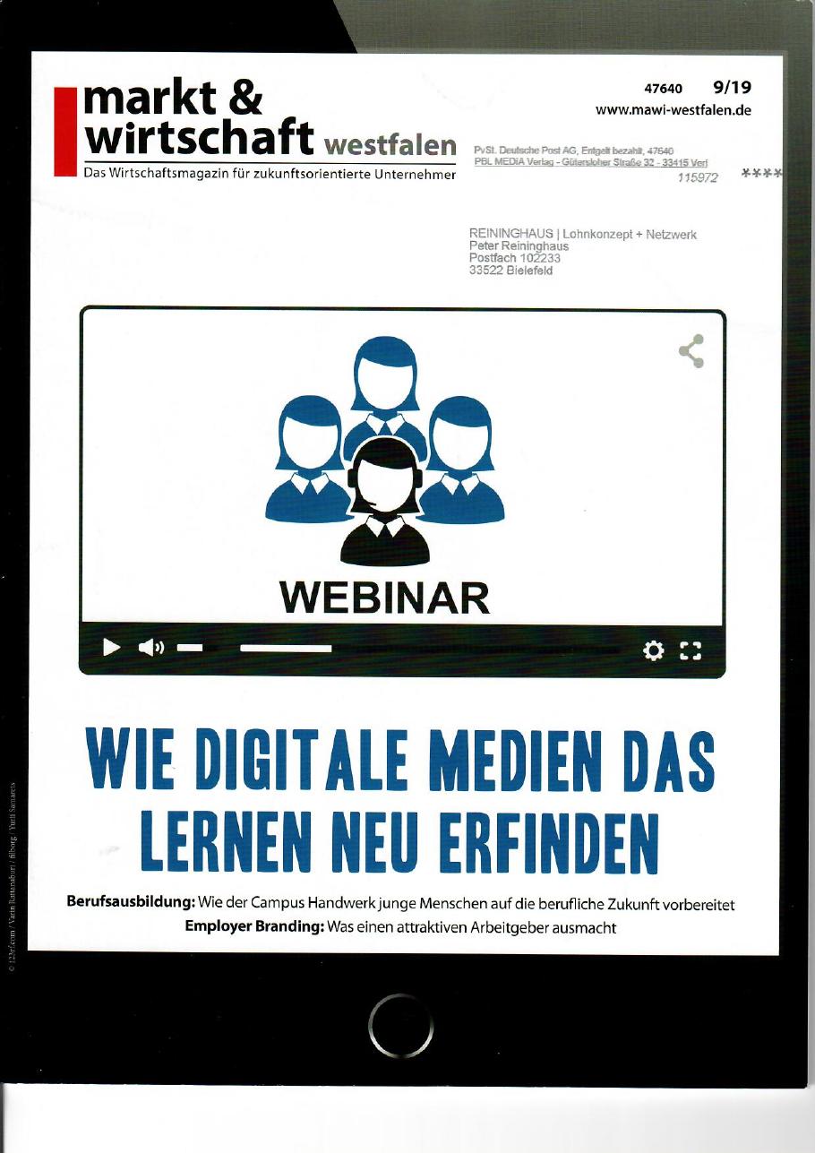 Vorschau: Was wirklich hilft — Arbeitgeberattraktivität (markt & wirtschaft westfalen 9/19)