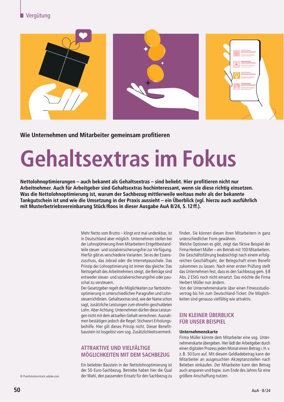 Vorschau: Lukrative Gehaltsextras — Der 50-Euro-Sachbezug im Fokus (Lohn+Gehalt — Ausgabe 5/2024)