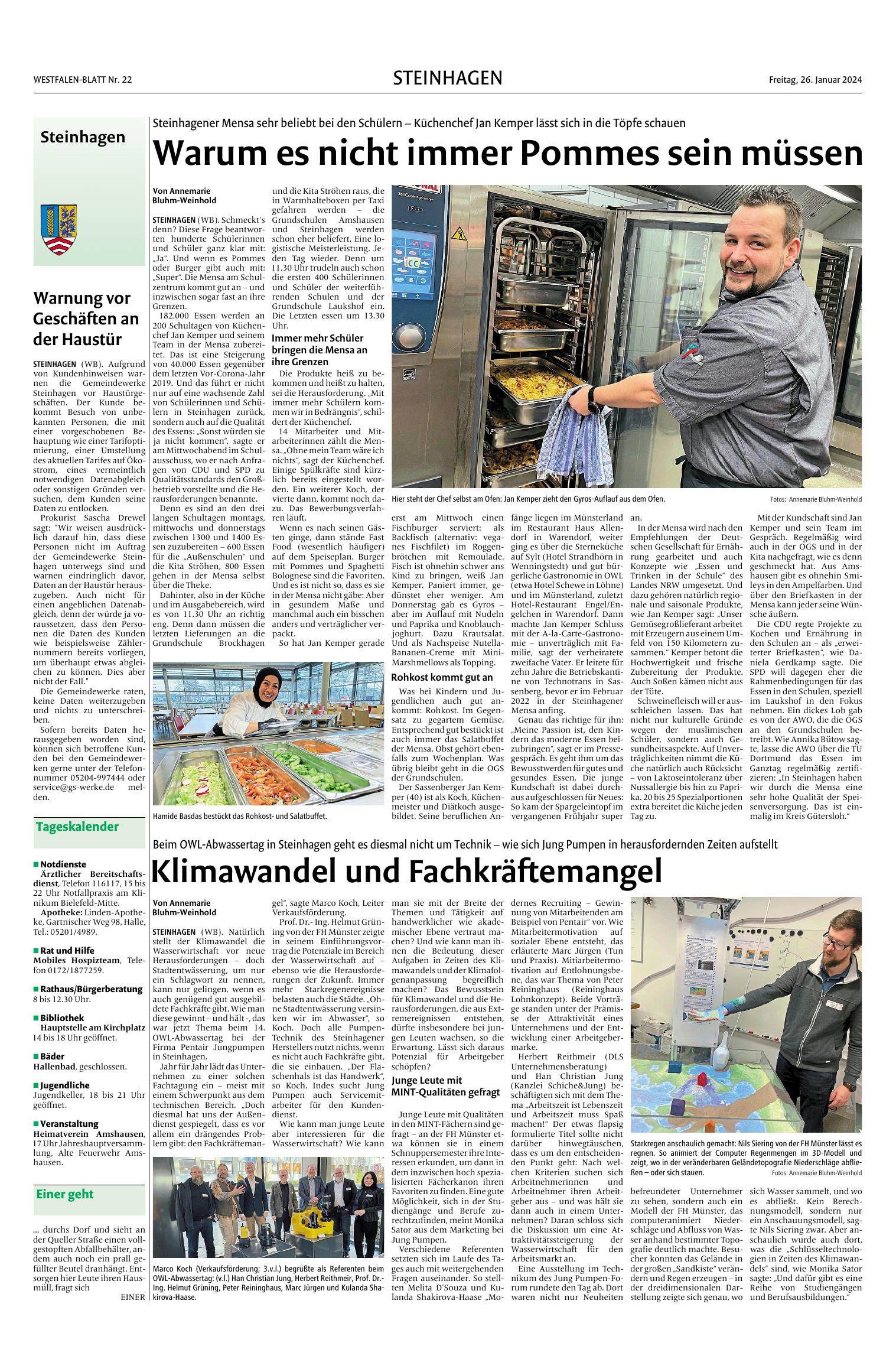 Vorschau: Fachkräfte gewinnen und binden (Westfalen-Blatt — Steinhagen)